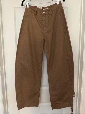 NWT b.young BYKIEMB Barrel Jeans Brown Woodsmoke Size 27